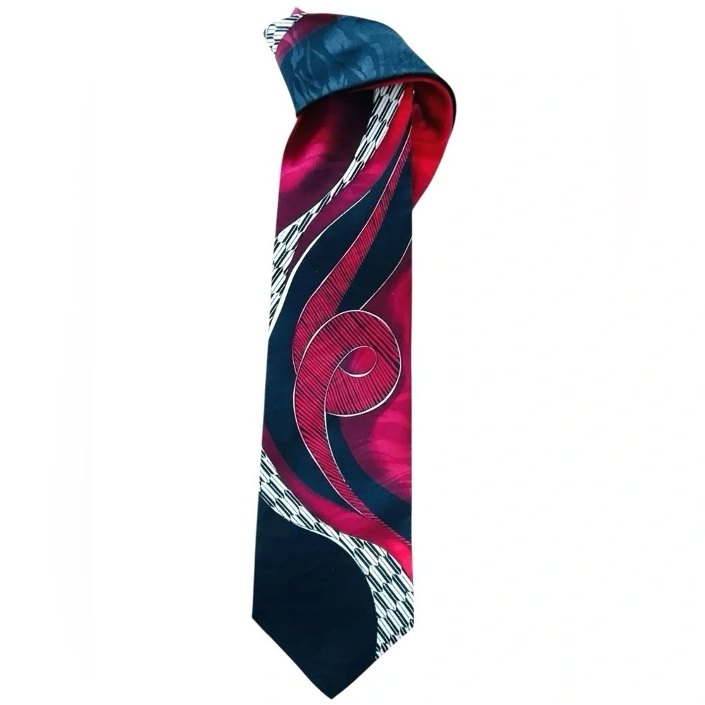 Pierre Balmain Paris Silk Statement Tie NWT Red Navy
